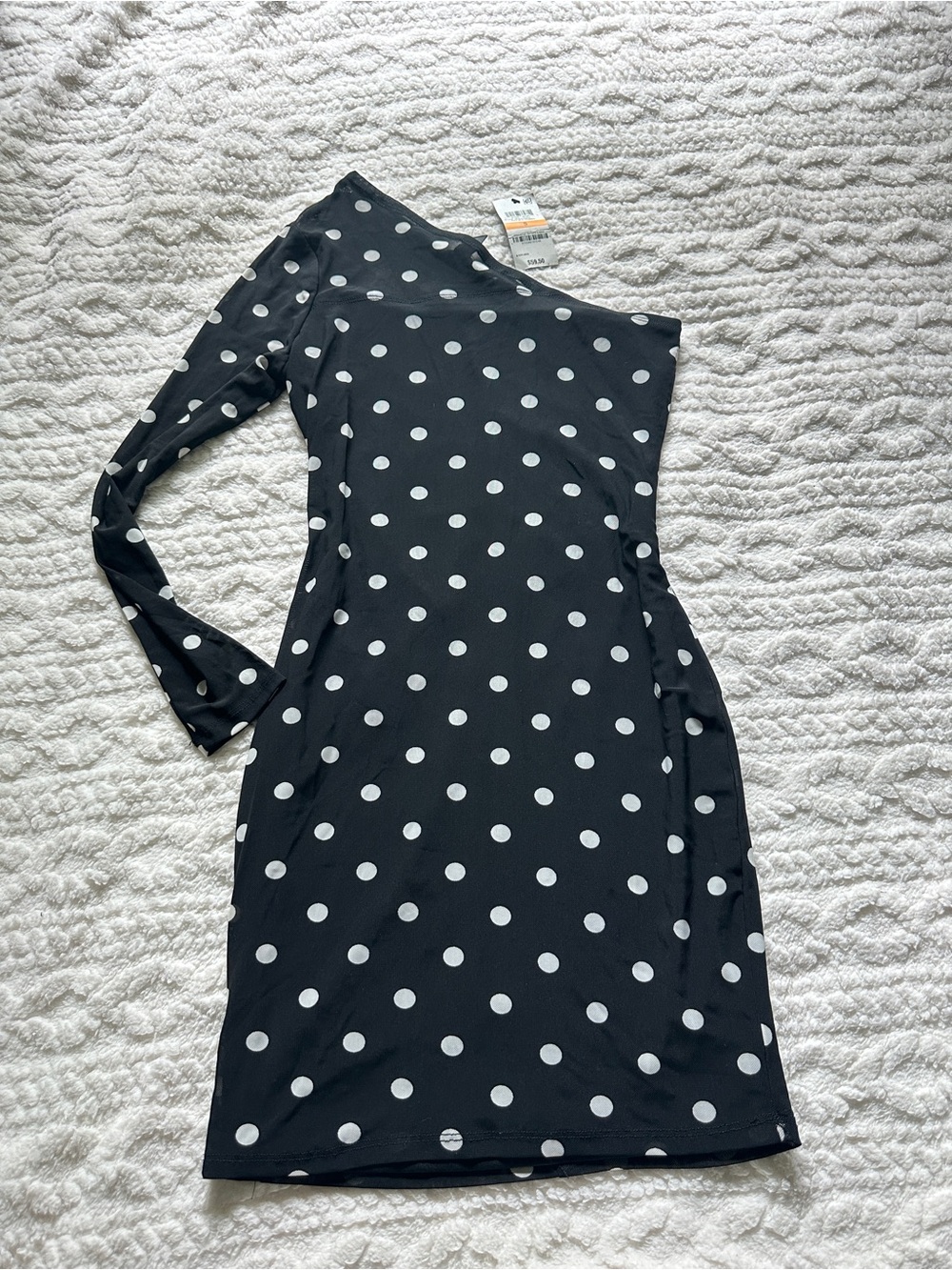 Black and White Polka Dot One-Shoulder Dress